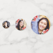 Tropischer Bat Mitzvah 3 Foto Schwarze Gold Floral Konfetti (Vorderseiten)