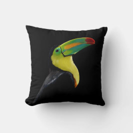 Tropischer Bird Black Yellow Green Toucan Kissen