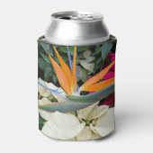 Tropischer Bird der Paradise Pflanze und Poinsetti Dosenkühler (Kanne Vorderseite)