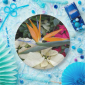 Tropischer Bird der Paradise Pflanze und Poinsetti Pappteller (Party)