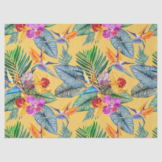 Tropischer Bird des Paradieses und des Orchideen S Seidenpapier (Vorderseite)