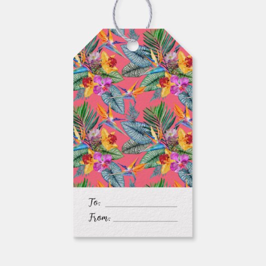 Tropischer Bird des Paradieses und des Orchideenfr Geschenkanhänger (Rückseite)