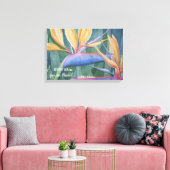 Tropischer Bird of Paradise Blume in Wasserfarben Leinwanddruck (Insitu (Wohnzimmer))