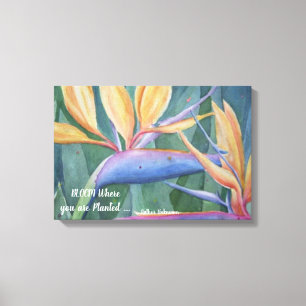 Tropischer Bird of Paradise Blume in Wasserfarben Leinwanddruck