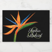 Tropischer Bird of Paradise Blume Wasserfarbe Mini Schaumweinetikett (Einzelnes Label)