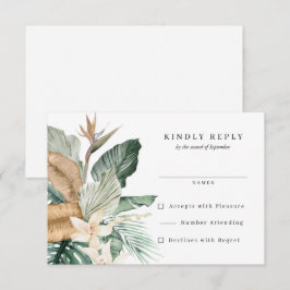 Tropischer Bird of Paradise Flora Hochzeit RSVP Karte