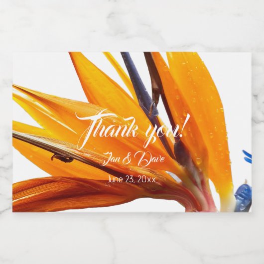 Tropischer Bird of Paradise Floral Wedding Vielen Schaumweinetikett (Einzelnes Label)