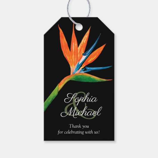 Tropischer Bird of Paradise Hochzeit Vielen Dank Geschenkanhänger (Vorderseite)