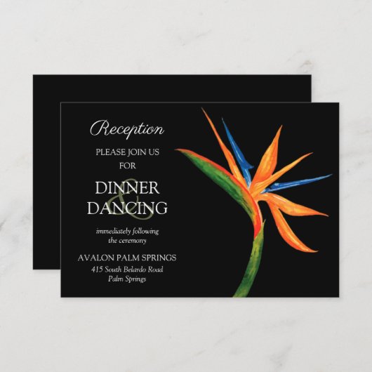 Tropischer Bird of Paradise Hochzeitskarten Begleitkarte (Vorne/Hinten)