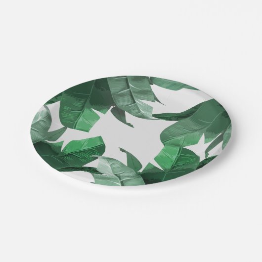Tropischer Blatt-Papier-Teller Pappteller (Schrägansicht)