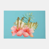 Tropischer Blätter-HibiskusblumenWatercolor Aloha Fußmatte (Vorderseite)