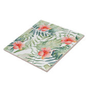 Tropischer Blätter-HibiskusblumenWatercolor Fliese (Seite)