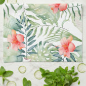 Tropischer Blätter-HibiskusblumenWatercolor Küchentuch (Gefaltet)