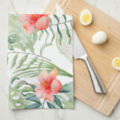 Tropischer Blätter-HibiskusblumenWatercolor Küchentuch (Viertel Falte)