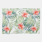 Tropischer Blätter-HibiskusblumenWatercolor Küchentuch (Horizontal)