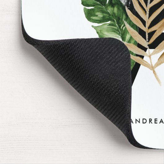 Tropischer Blätter-Imitat-Goldfolien-Buchstabe ein Mousepad (Ecke)