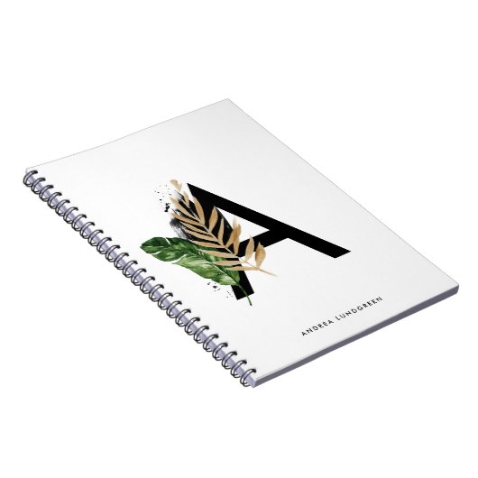 Tropischer Blätter-Imitat-Goldfolien-Buchstabe ein Notizblock (Rechte Seite)