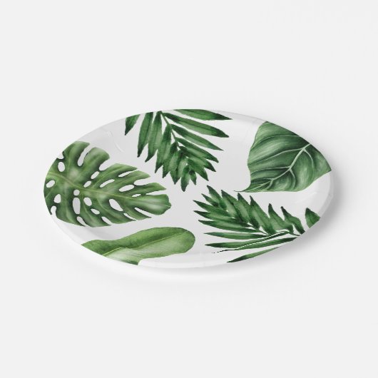 Tropischer Blätter-Party-Teller Pappteller (Schrägansicht)