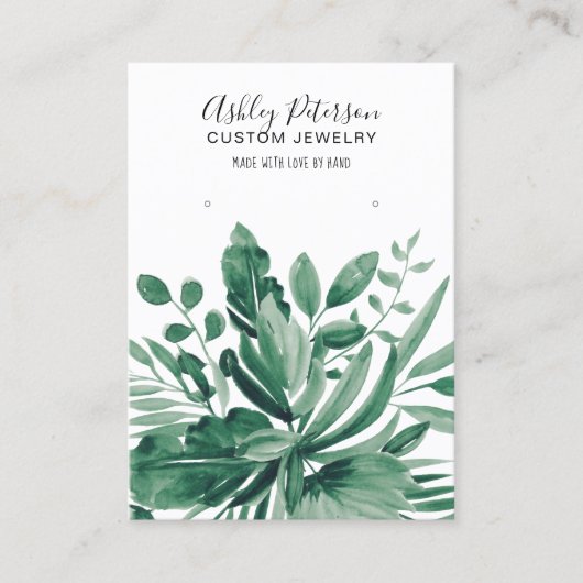 Tropischer Blattgrün-Schmuck Ohrring Visitenkarte (Vorderseite)