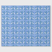 Tropischer Blaue Herde mit Blume-Muster Geschenkpapier (Flach)