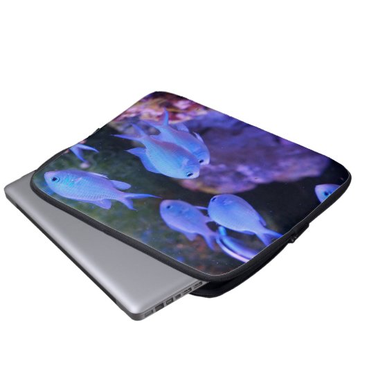Tropischer Blauer Fisch Laptopschutzhülle (Vorne Knopf)