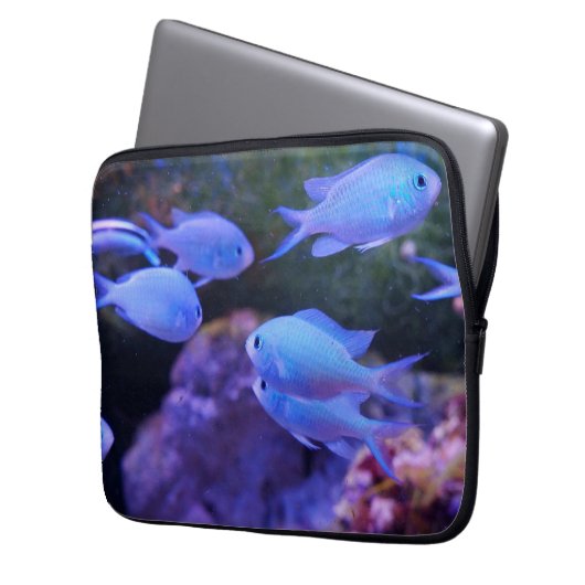 Tropischer Blauer Fisch Laptopschutzhülle (Vorderseite Links)