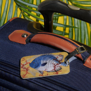 Tropischer Blauer Fisch Vintage Koralle Meereslebe Gepäckanhänger