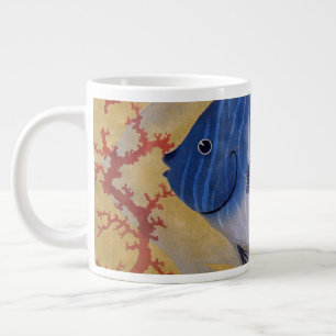 Tropischer Blauer Fisch Vintage Koralle Meereslebe Jumbo-Tasse