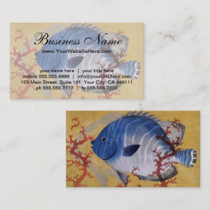 Tropischer Blauer Fisch Vintage Koralle Meereslebe Visitenkarte