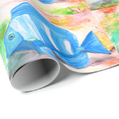 Tropischer Blauer Fisch Wasserfarbenmeer Geschenkpapier (Rolleneckpunkt)