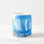 Tropischer Blauer Fisch Wasserfarbenmeer Kaffeetasse (Mittel)