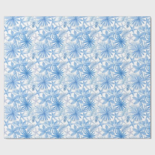 Tropischer Blauer Seestern Geschenkpapier (Flach)