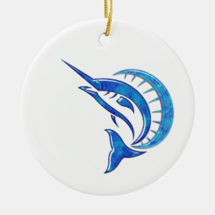 Tropischer blauer Segelfisch Keramik Ornament
