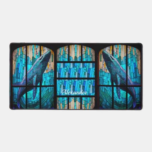 Tropischer Blauer Whale-Desk-Mat Schreibtischunterlage (Vorderseite)