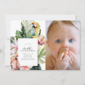 Tropischer Blumenaprot zum 1. Geburtstag Foto Einladung (Vorderseite)