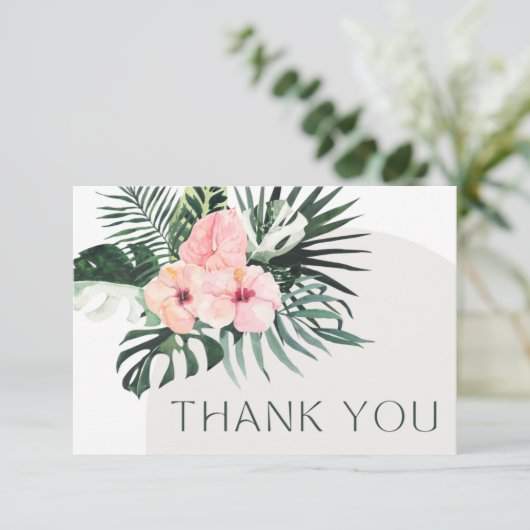 Tropischer Blumenbogen Dankeskarte (Stehend Vorderseite)