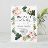 Tropischer Blumenbrunch und Brautparty Einladung (Stehend Vorderseite)