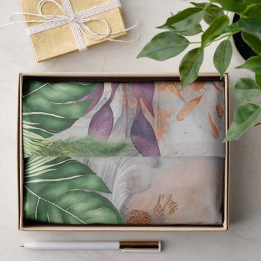 Tropischer Blumendschungel-Elefantendekoupage Seidenpapier (Geschenk)