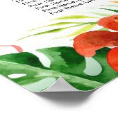 Tropischer Blumenflamingo-Hochzeitssitzplan Poster (Ecke)