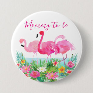 Tropischer Blumenflamingo Mama-zu-ist Button