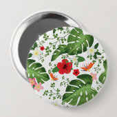 Tropischer Blumenhintergrund 2 Button (Vorne & Hinten)
