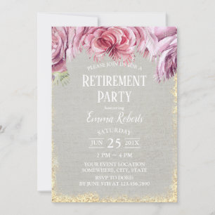 Tropischer Blumenpalmbaum Goldglitter Ruhestand Einladung