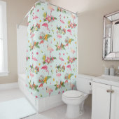 Tropischer Blumenrosa Flamingos Duschvorhang (Beispiel)