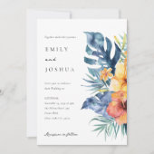 Tropischer Blumensommer auf einer Hochzeit Einladung (Vorderseite)
