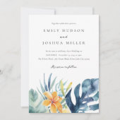 Tropischer Blumensommer auf einer Hochzeit Einladung (Vorderseite)