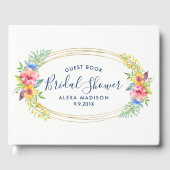 Tropischer Blumenstrauß mit modernem ovalem Rahmen Gästebuch (Vorderseite)