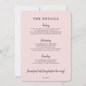 Tropischer Blush Flamingo Bachelorette Wochenende Einladung (Rückseite)