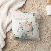 Tropischer Blush Floral Elephant Baby Birth Stats Kissen (Decke)