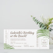 Tropischer Boarding Pass Beach Geburtstagsausflug Einladung (Stehend Vorderseite)