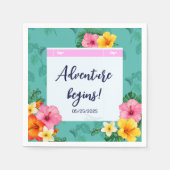 Tropischer Boarding Pass Hochzeit in Urlaubsort Serviette (Vorderseite)